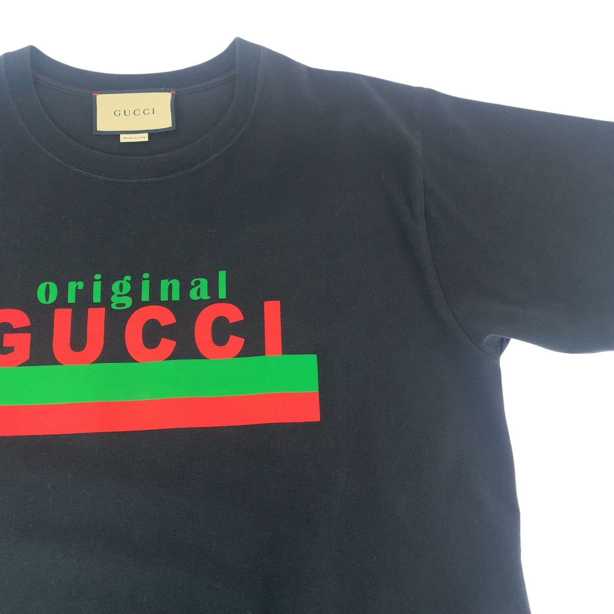 GUCCI Short sleeve T-shirt 616036 cotton Black multicolor Short-sleeved T-shirt cut-and-sew logo mens S Used
