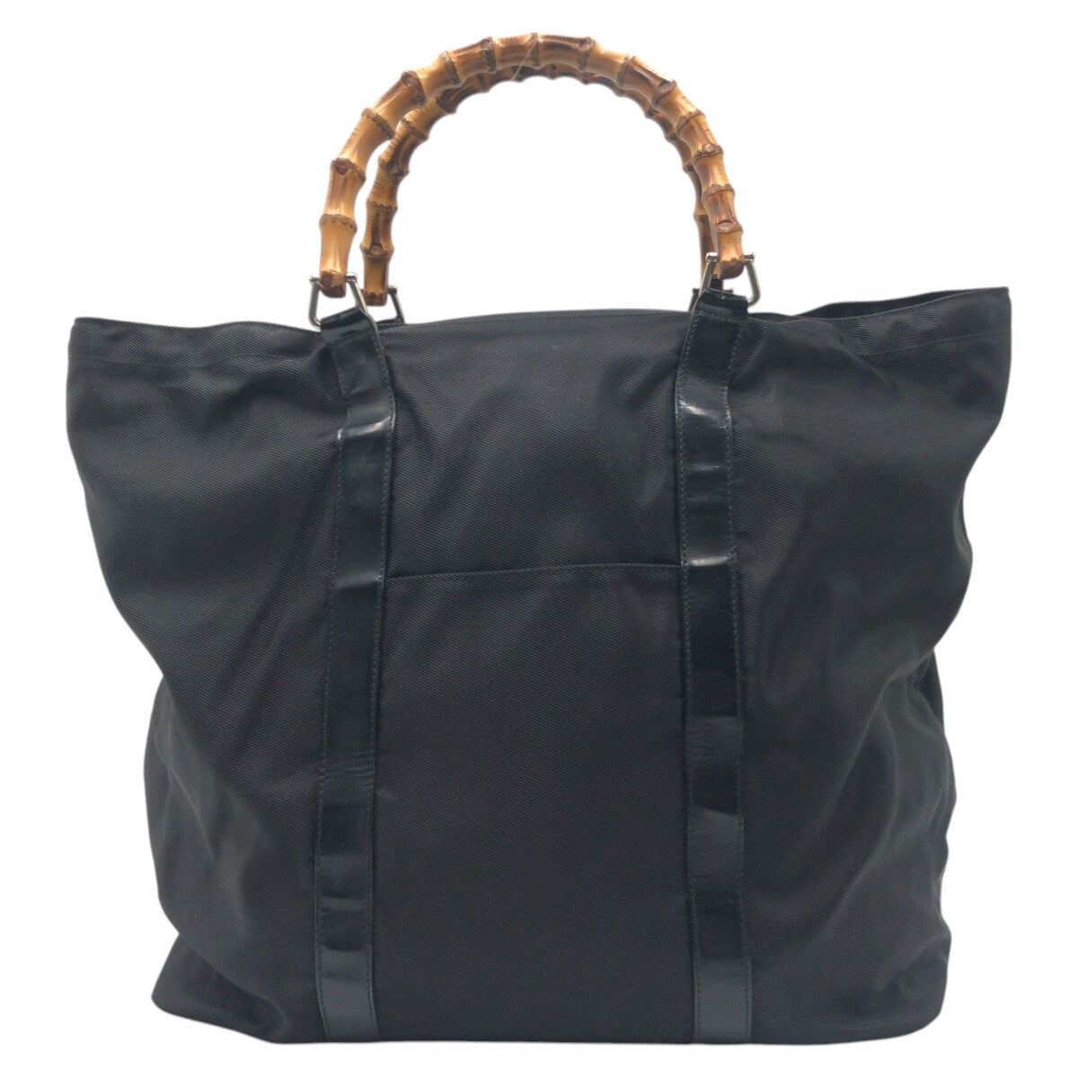 GUCCI Handbag 002 2058 0412 5 cotton black Handbag Tote Bag Bamboo Women Used