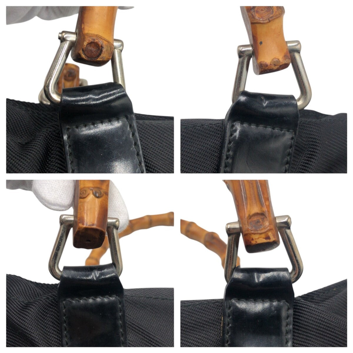 GUCCI Handbag 002 2058 0412 5 cotton black Handbag Tote Bag Bamboo Women Used