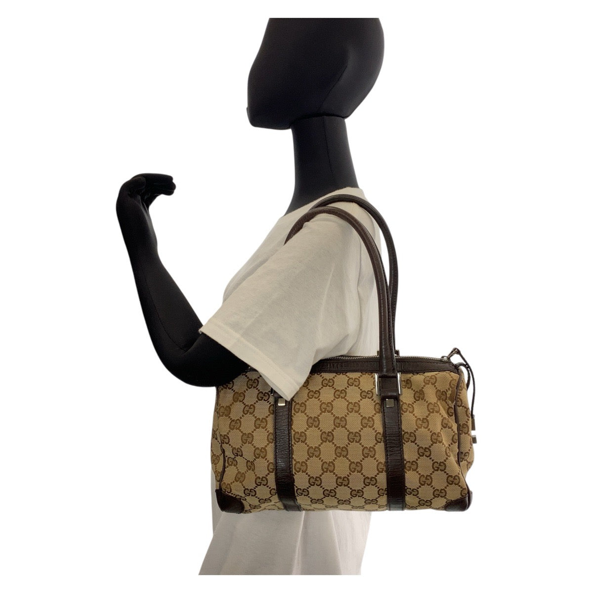 GUCCI Handbag 30458 GG canvas, leather Beige brown Handbag Boston Duffel bag Women Used