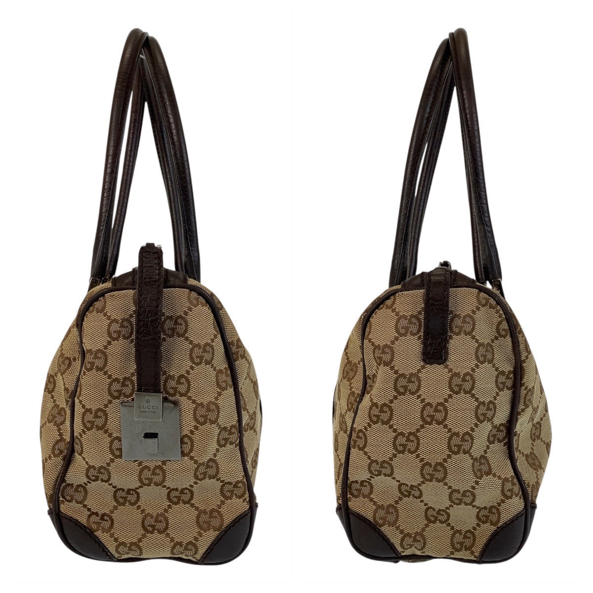 GUCCI Handbag 30458 GG canvas, leather Beige brown Handbag Boston Duffel bag Women Used