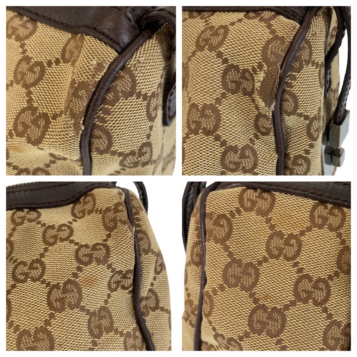 GUCCI Handbag 30458 GG canvas, leather Beige brown Handbag Boston Duffel bag Women Used