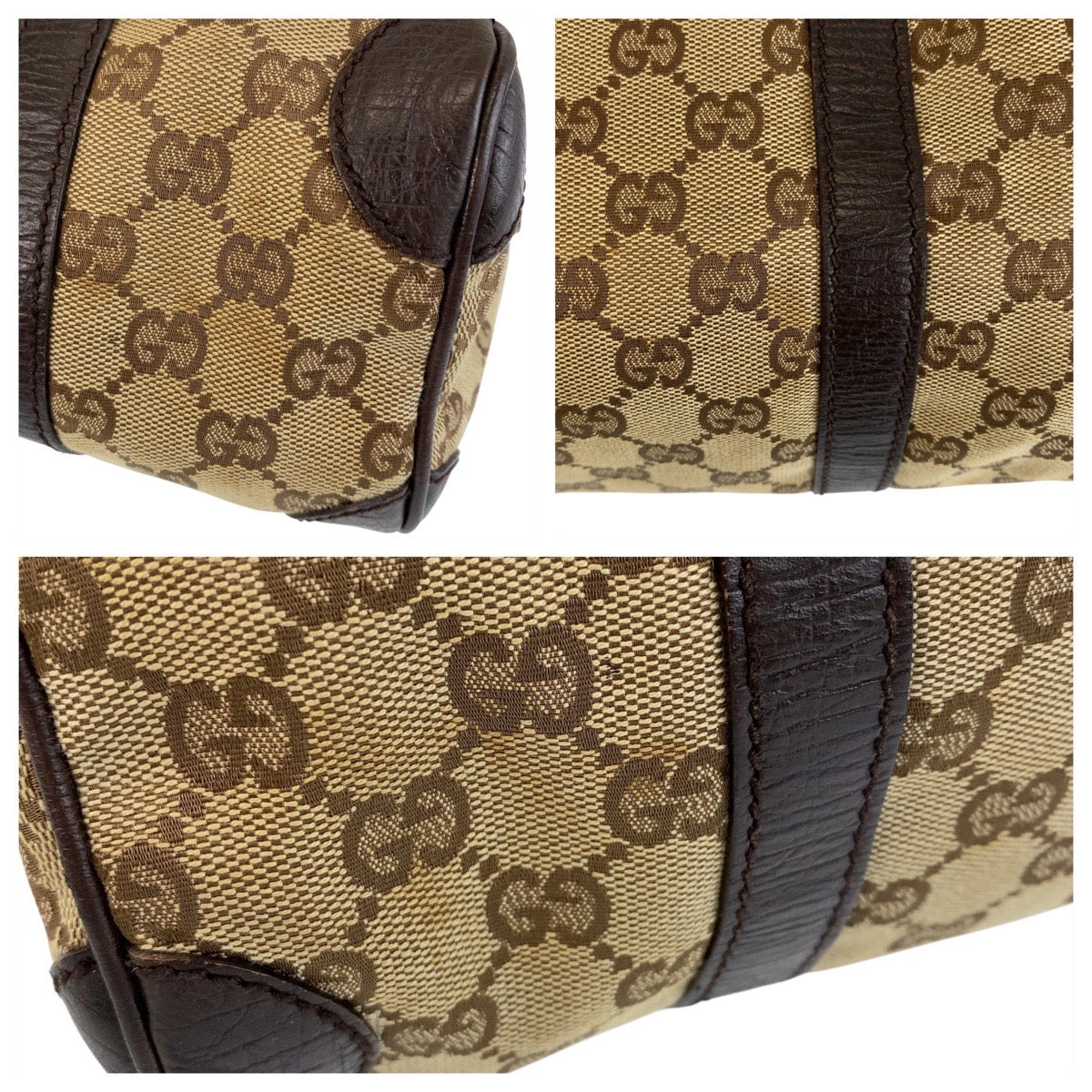 GUCCI Handbag 30458 GG canvas, leather Beige brown Handbag Boston Duffel bag Women Used
