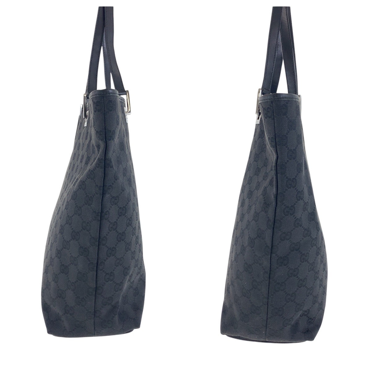 GUCCI Tote Bag 31243 GG canvas, leather Black SilverMetal Tote Bag Shoulder Bag Women Used