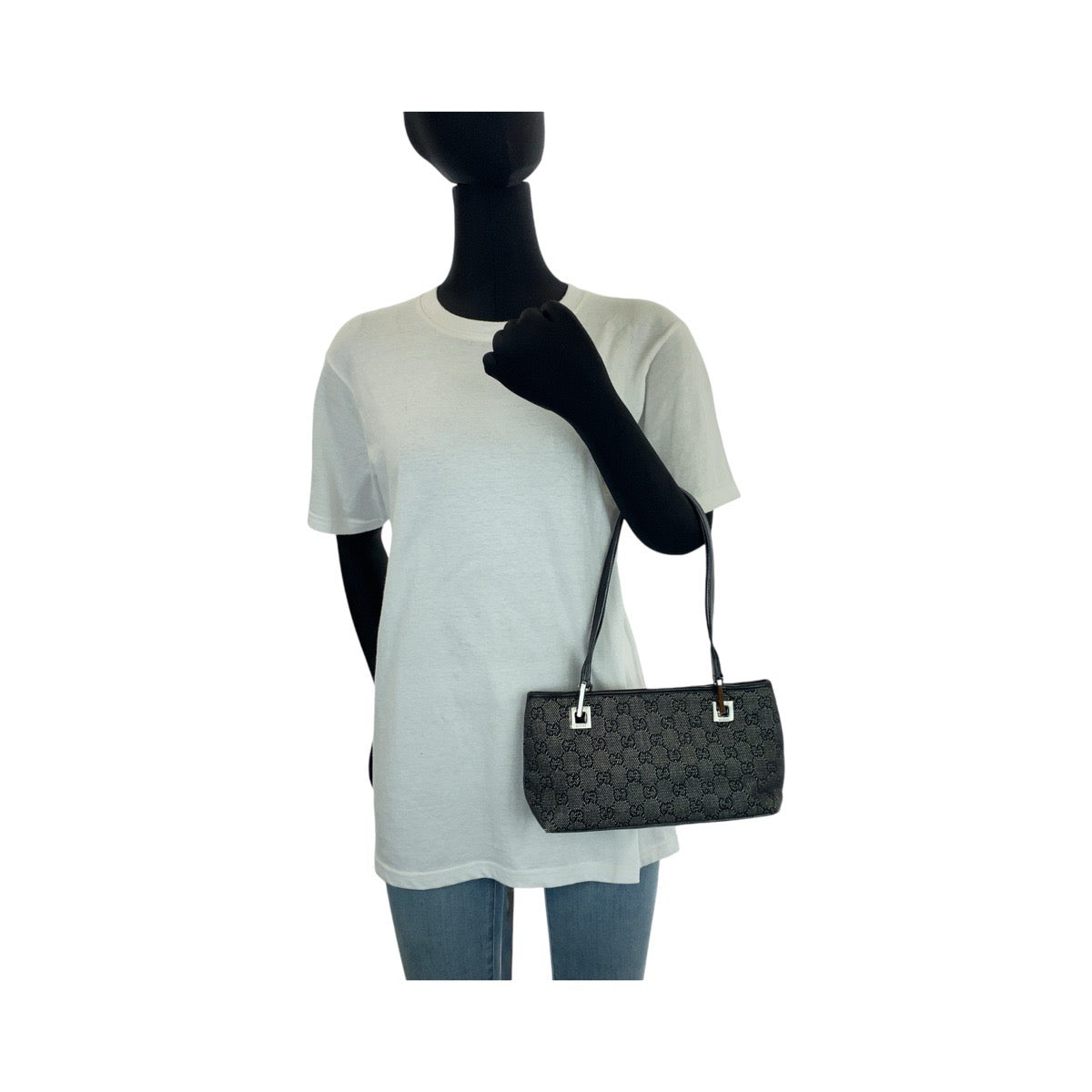 GUCCI Tote Bag 36172 GG canvas, leather black Tote Bag handbag Women Used