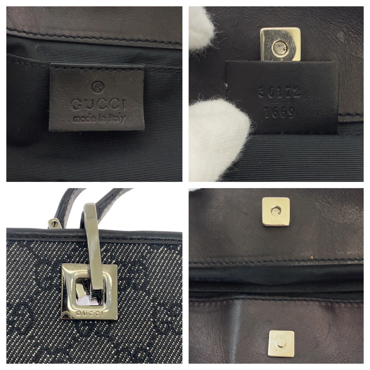 GUCCI Tote Bag 36172 GG canvas, leather black Tote Bag handbag Women Used