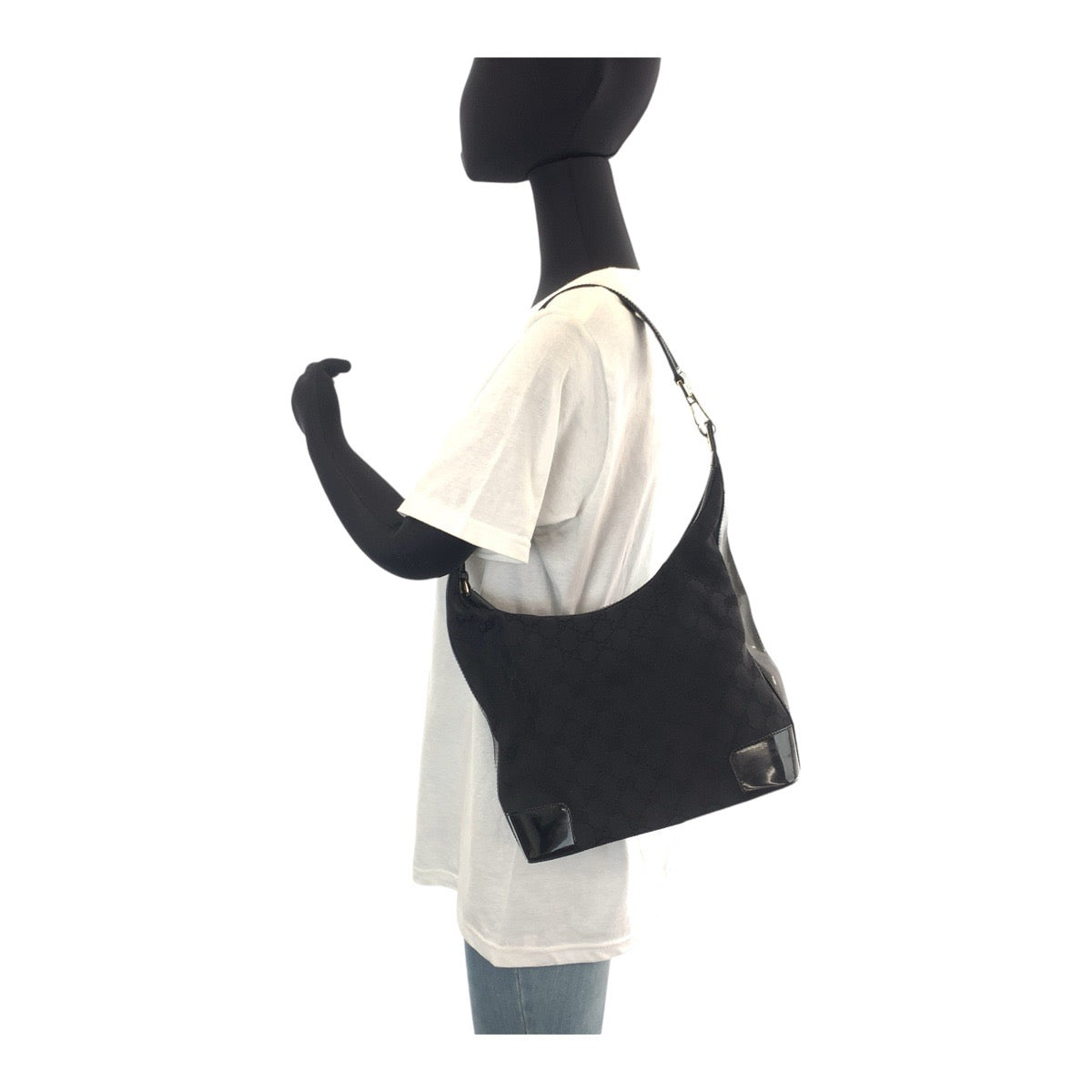 GUCCI Shoulder Bag GG canvas black Shoulder Bag Hobo Women Used