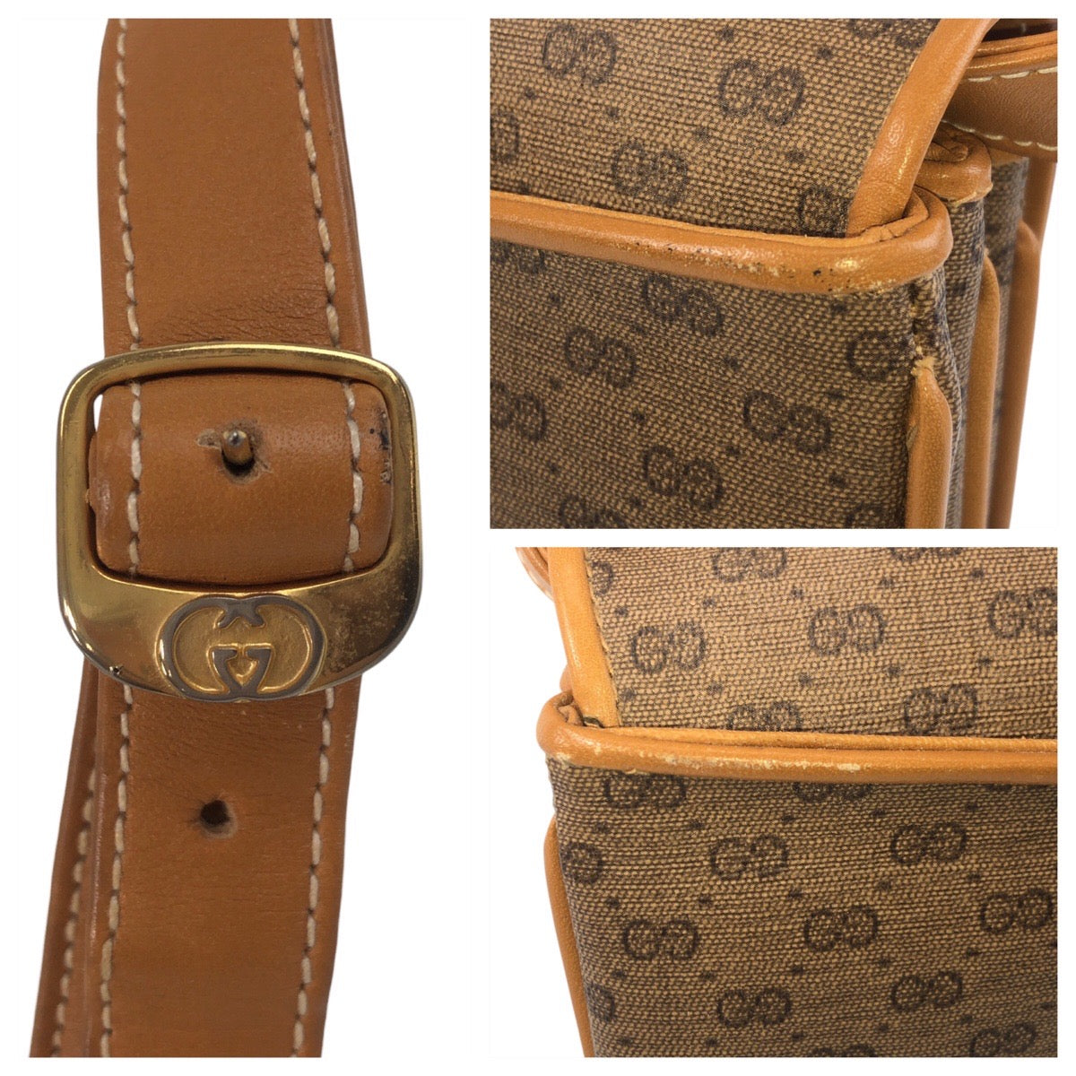GUCCI Shoulder Bag 004 256 PVC, Leather Brown camel Crossbody Shoulder Bag Messenger Bag Old Gucci Micro GG Women Used