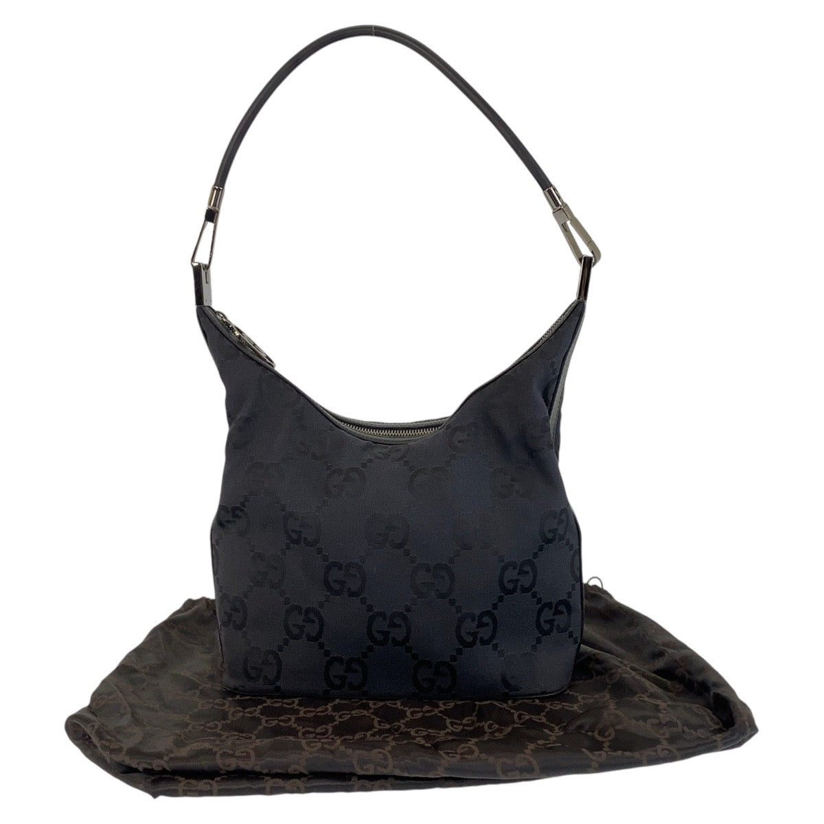 GUCCI Shoulder Bag 001 3814 GG canvas, leather black Shoulder Bag Women Used