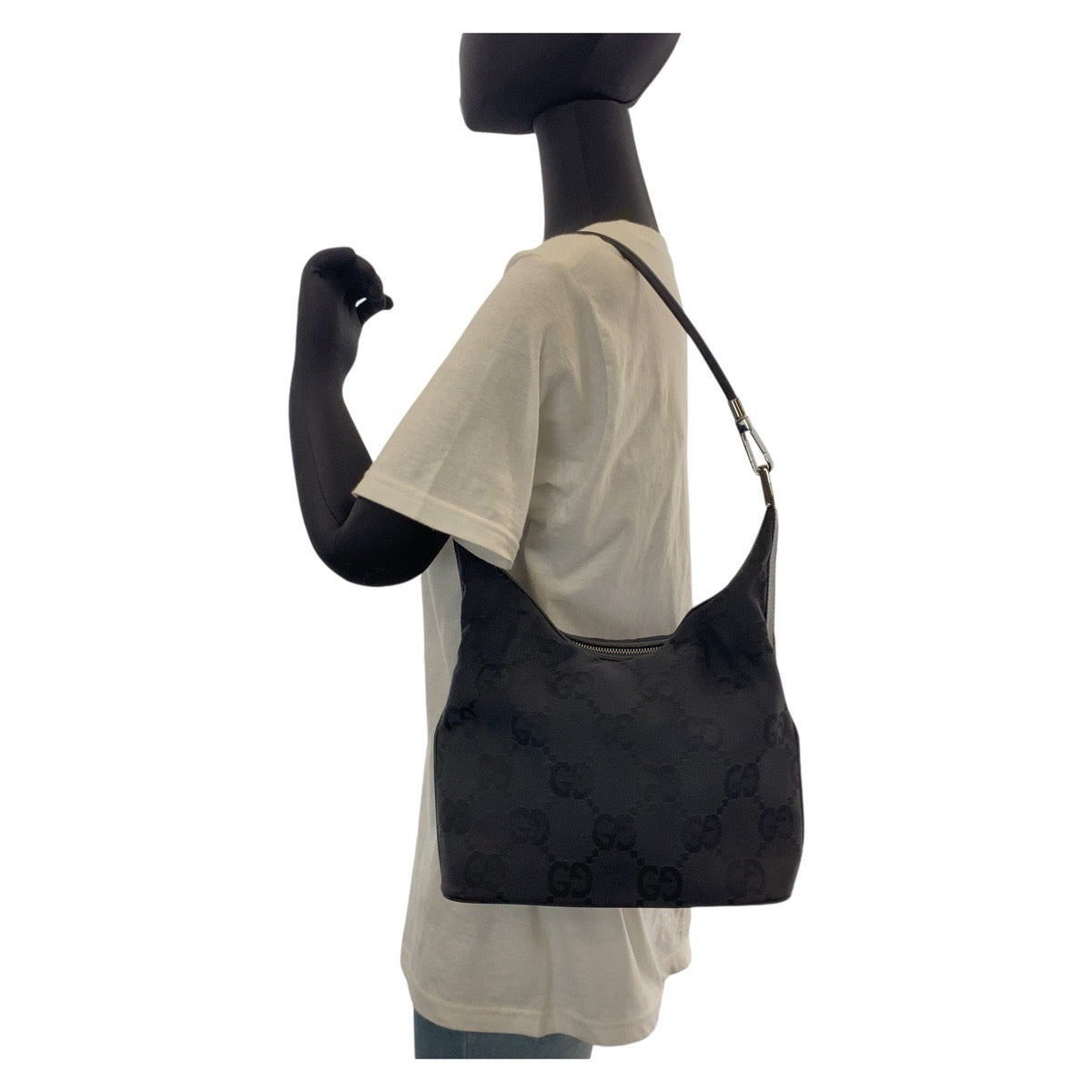 GUCCI Shoulder Bag 001 3814 GG canvas, leather black Shoulder Bag Women Used