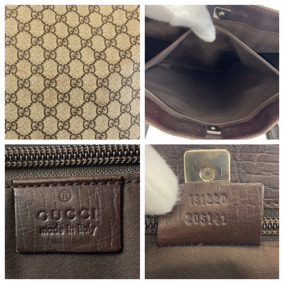 GUCCI Tote Bag 131220 GG Supreme canvas, leather Brown Tote Bag Women Used