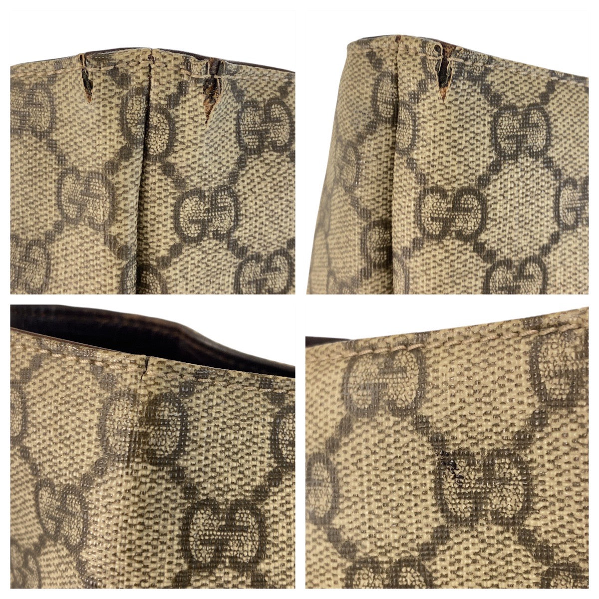 GUCCI Tote Bag 131220 GG Supreme canvas, leather Brown Tote Bag Women Used