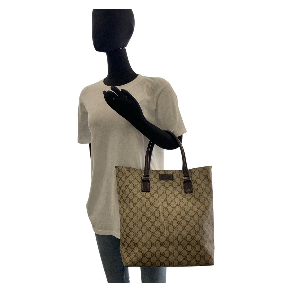 GUCCI Tote Bag 131220 GG Supreme canvas, leather Brown Tote Bag Women Used