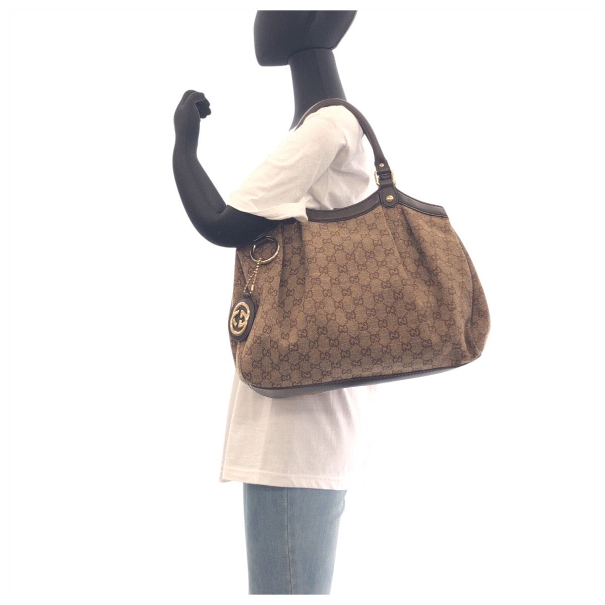 GUCCI Handbag 211944 GG canvas, leather Brown Handbag Shoulder Bag Sukey Women Used