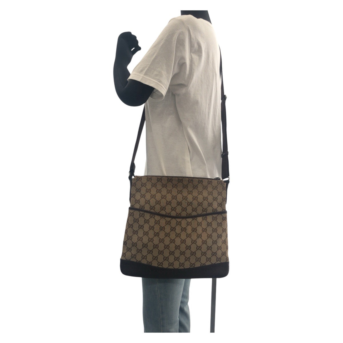 GUCCI Shoulder Bag 145857 GG canvas, leather Brown beige Shoulder Bag pochette Women Used