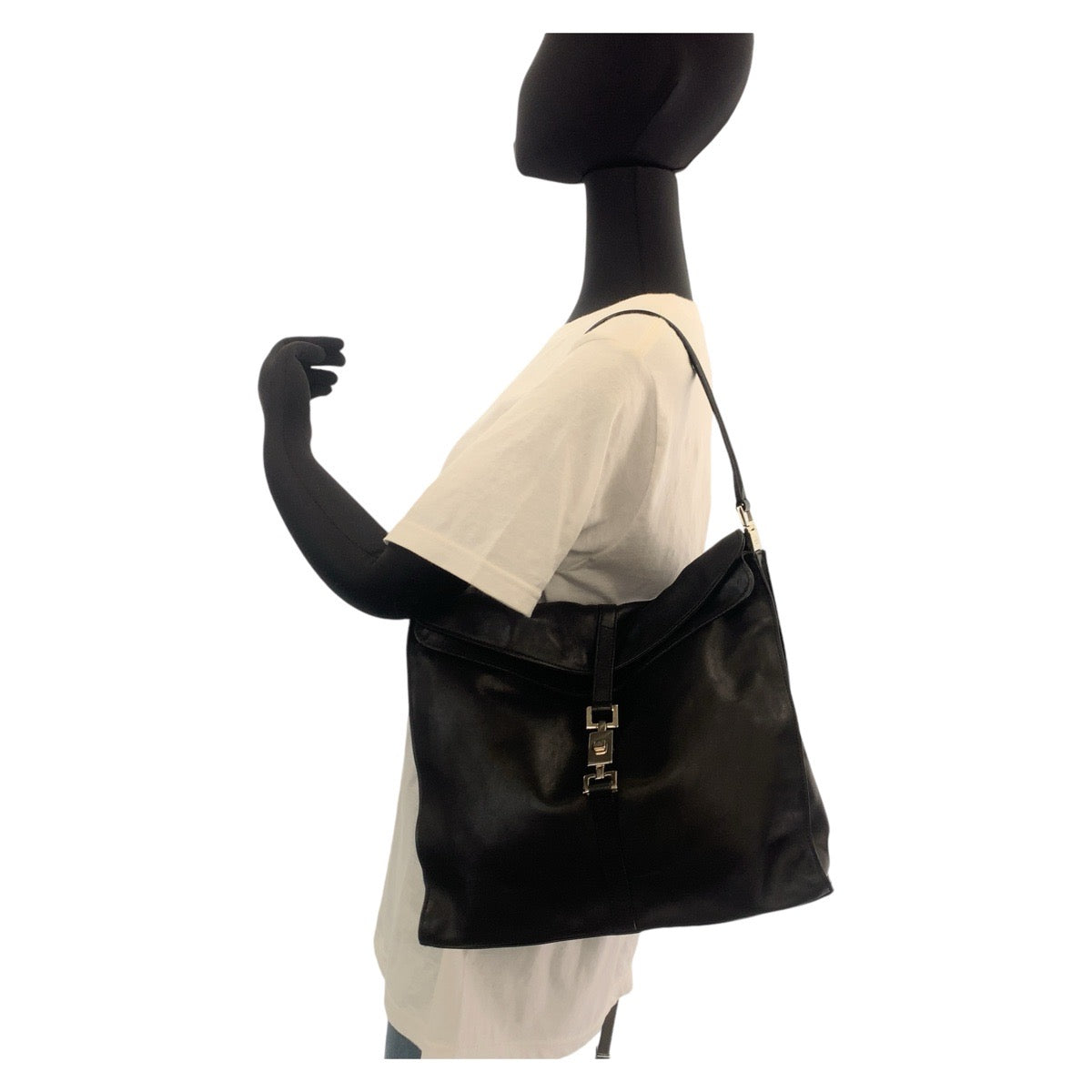 GUCCI Shoulder Bag 001 3355 leather black Shoulder Bag Jackie Women Used