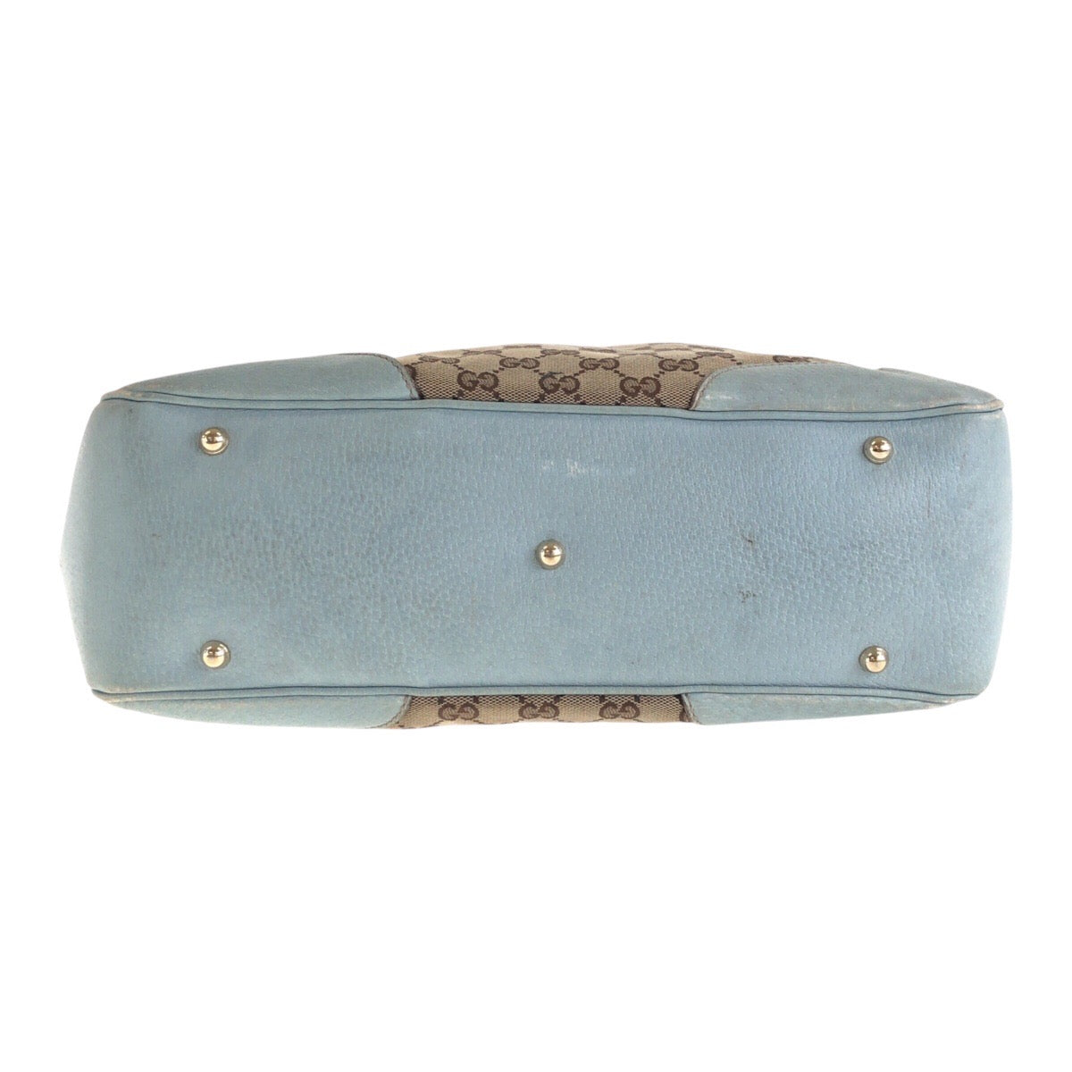 GUCCI Tote Bag 154375 GG canvas, leather Beige light blue Tote Bag handbag Women Used