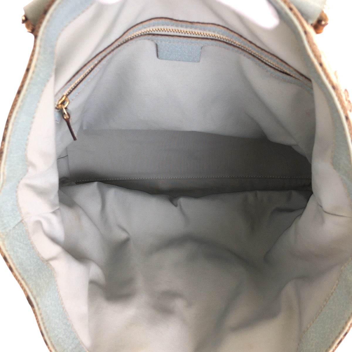 GUCCI Tote Bag 154375 GG canvas, leather Beige light blue Tote Bag handbag Women Used