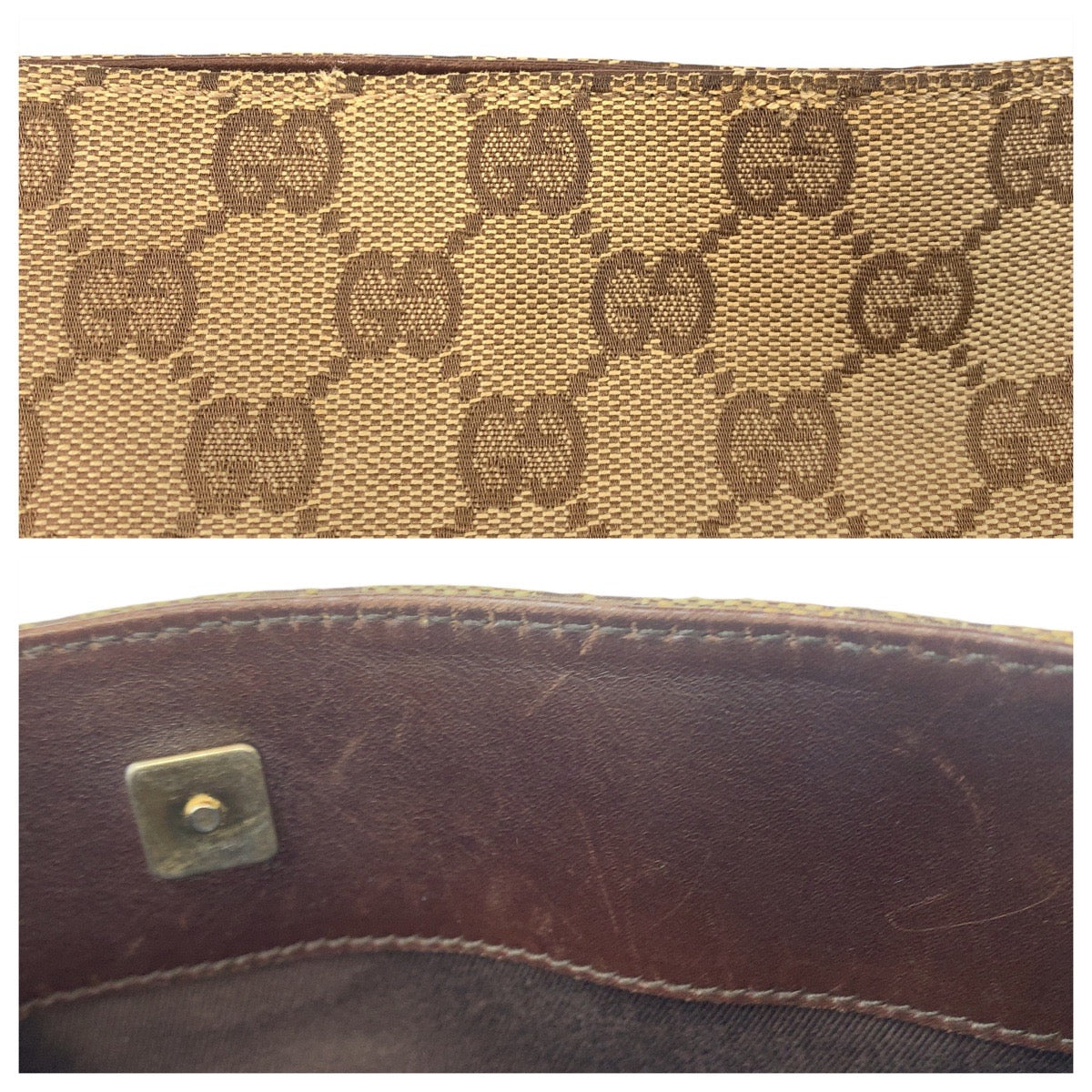 GUCCI Shoulder Bag 91762 GG canvas, leather Brown beige Crossbody Shoulder Bag Messenger Bag Women Used