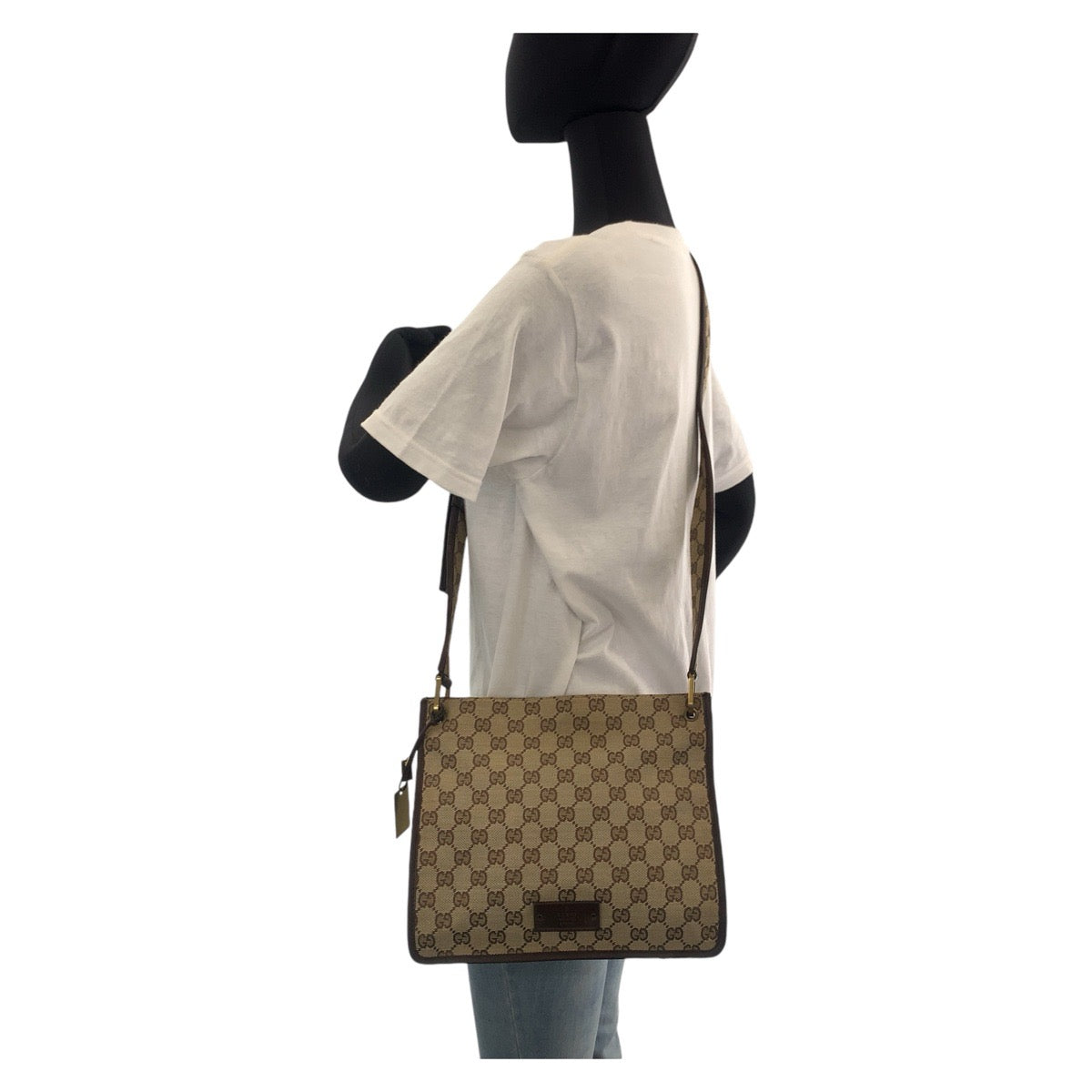 GUCCI Shoulder Bag 91762 GG canvas, leather Brown beige Crossbody Shoulder Bag Messenger Bag Women Used