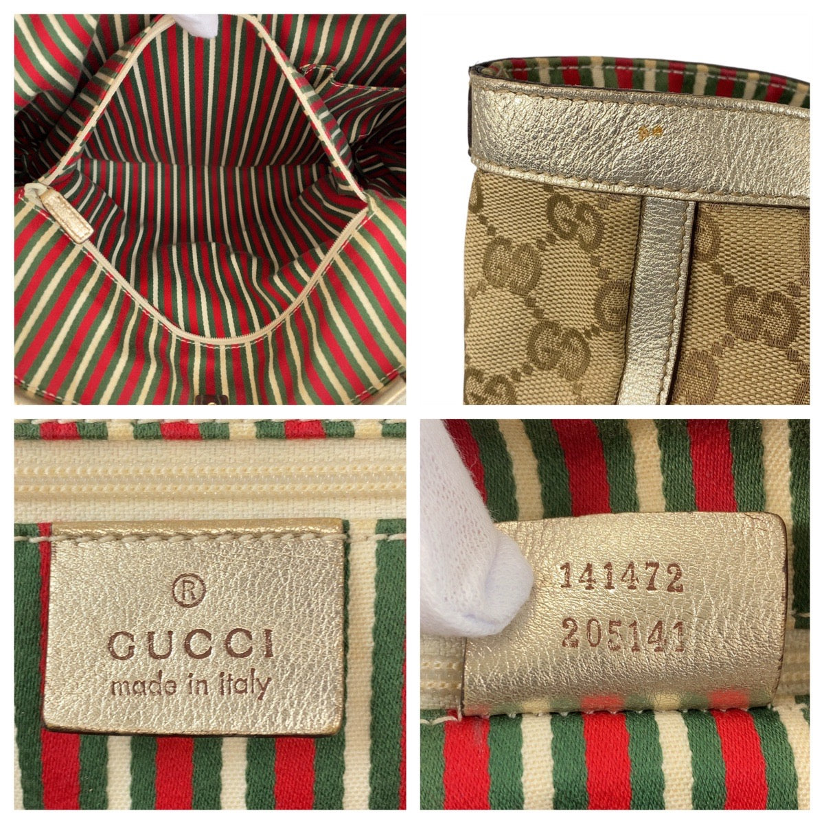 GUCCI Tote Bag 141472 GG canvas, leather beige Tote Bag Shoulder Bag Women Used