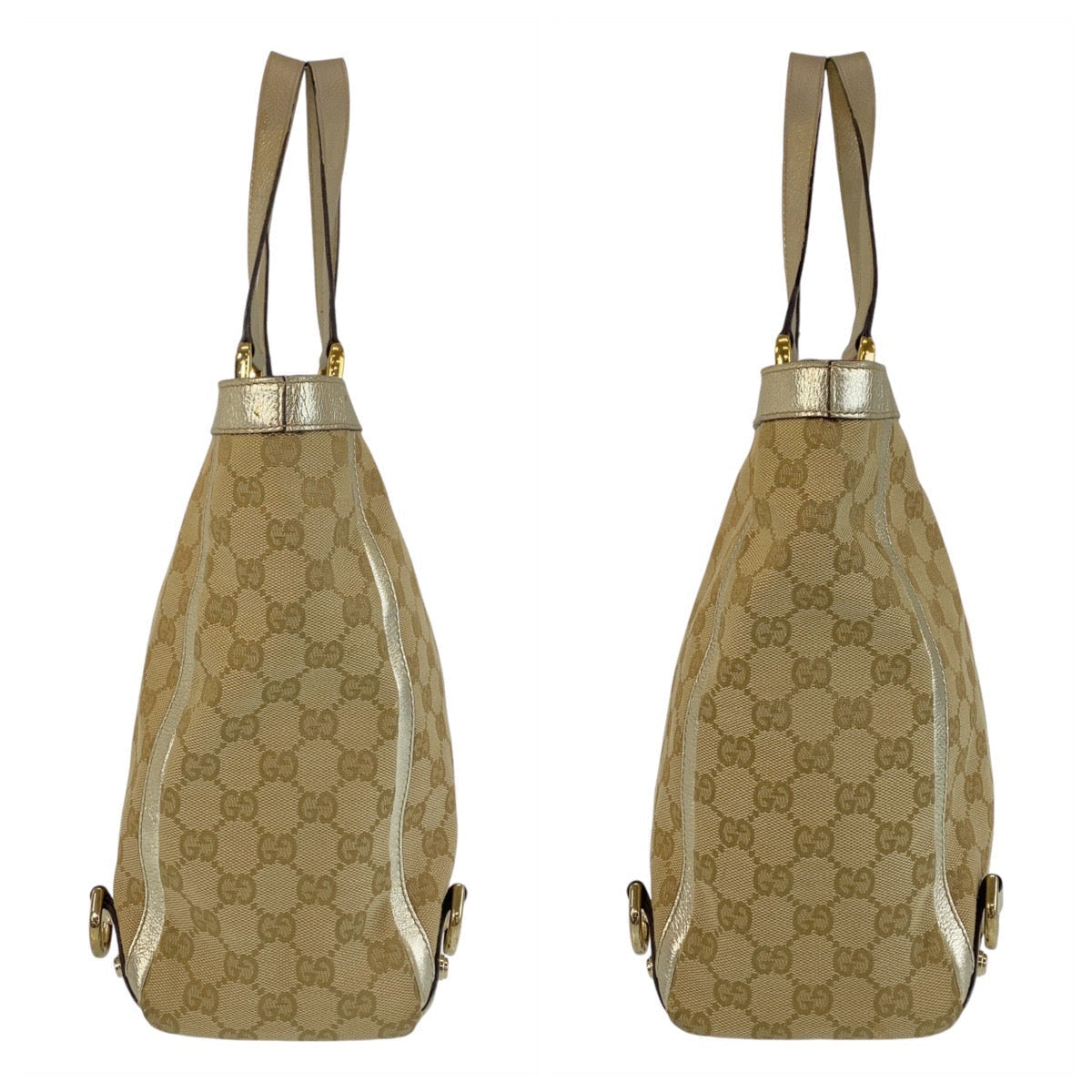 GUCCI Tote Bag 141472 GG canvas, leather beige Tote Bag Shoulder Bag Women Used