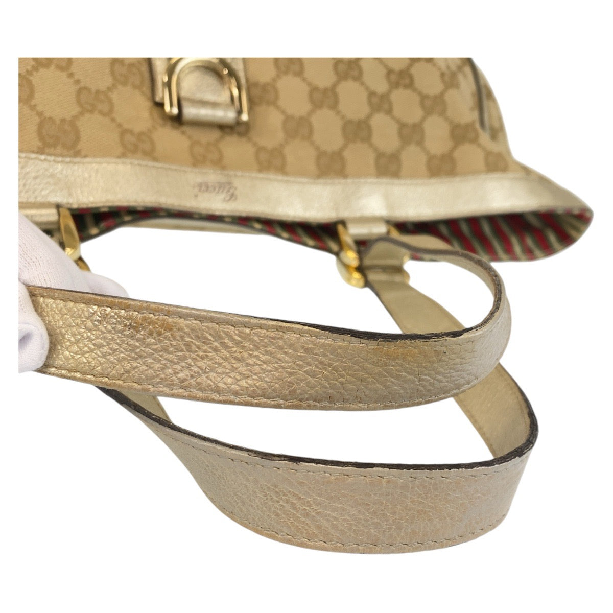 GUCCI Tote Bag 141472 GG canvas, leather beige Tote Bag Shoulder Bag Women Used