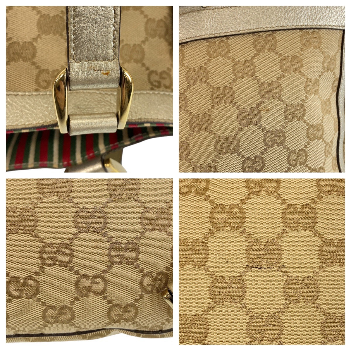 GUCCI Tote Bag 141472 GG canvas, leather beige Tote Bag Shoulder Bag Women Used