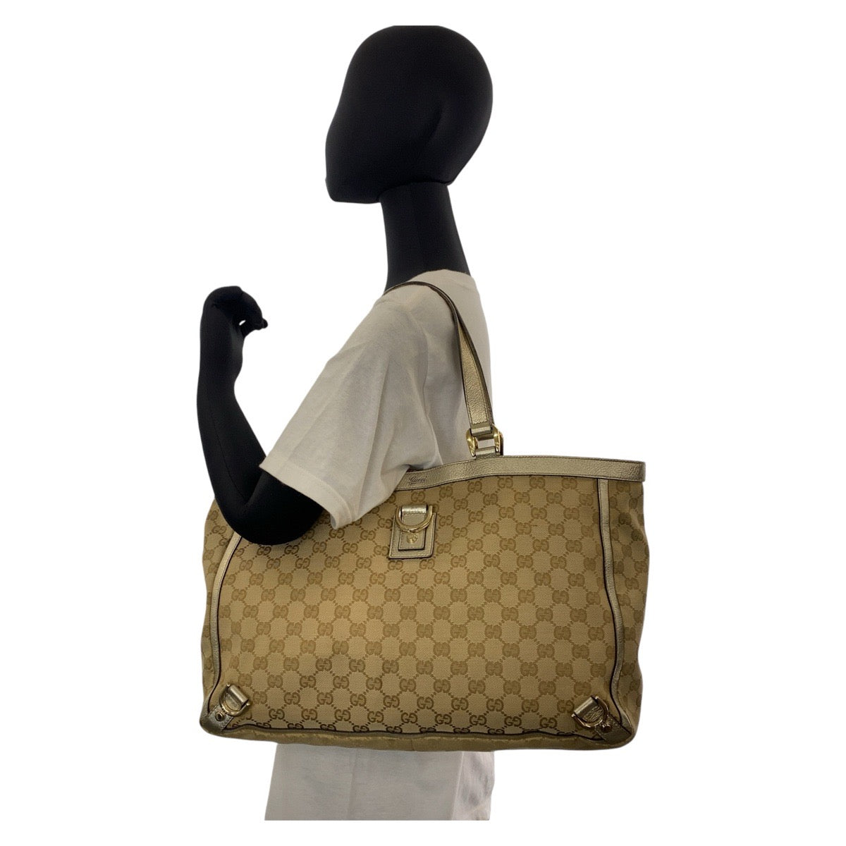 GUCCI Tote Bag 141472 GG canvas, leather beige Tote Bag Shoulder Bag Women Used