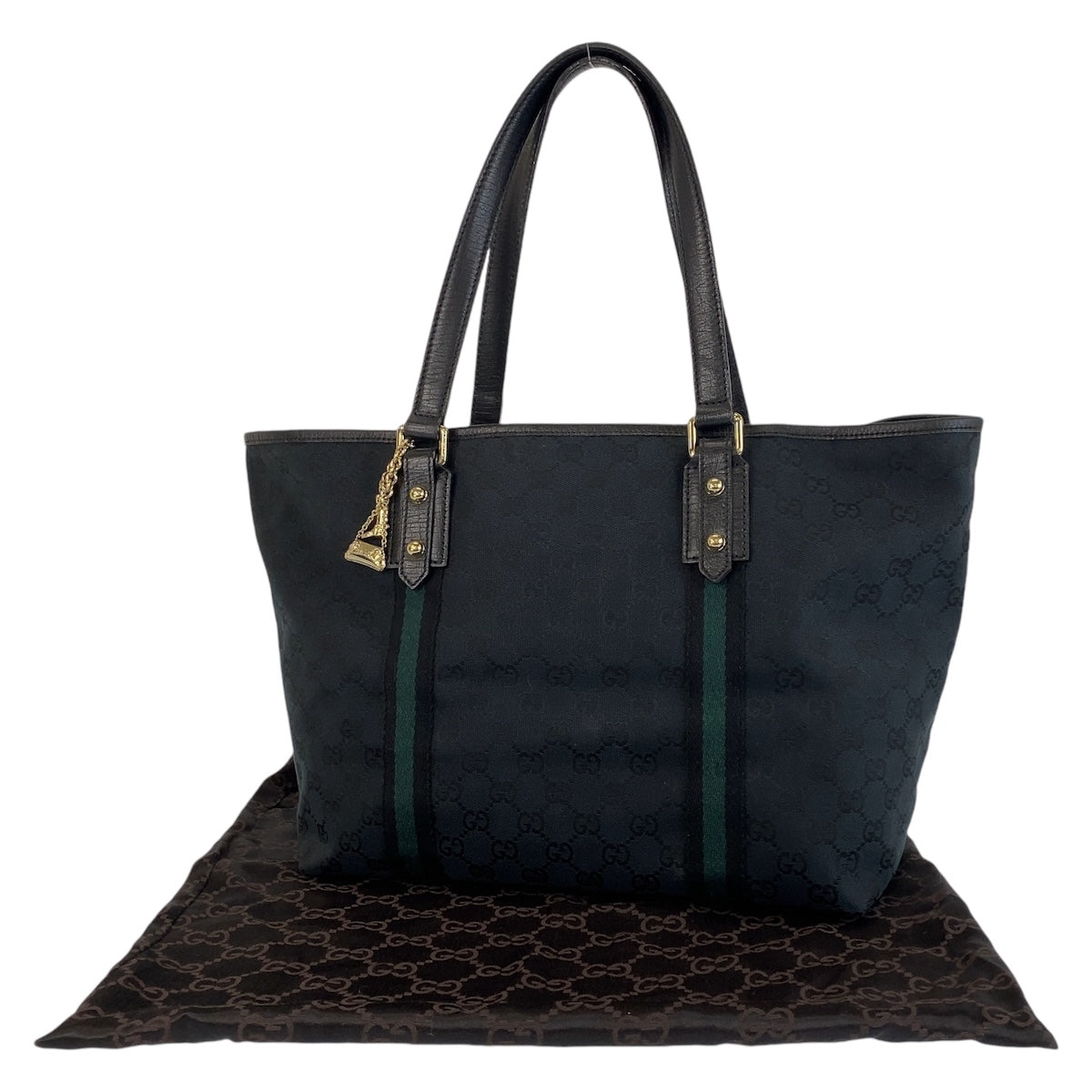 GUCCI Tote Bag 139260 GG canvas, leather black Tote Bag Shoulder Bag Sherry line Women Used