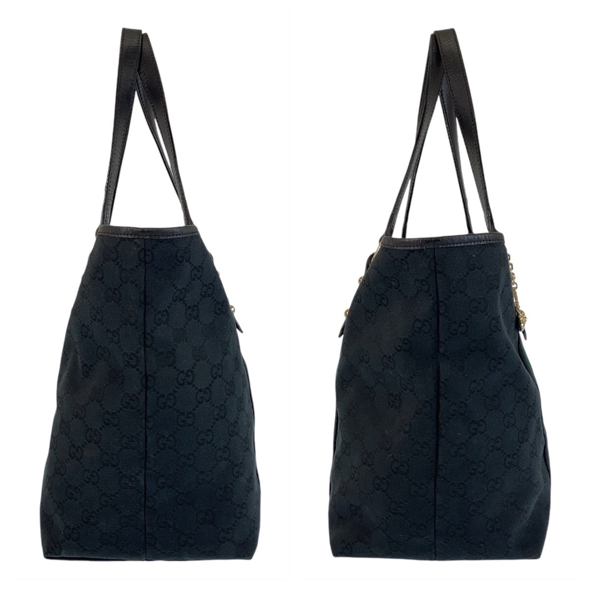 GUCCI Tote Bag 139260 GG canvas, leather black Tote Bag Shoulder Bag Sherry line Women Used