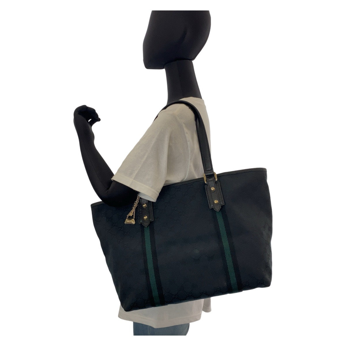 GUCCI Tote Bag 139260 GG canvas, leather black Tote Bag Shoulder Bag Sherry line Women Used