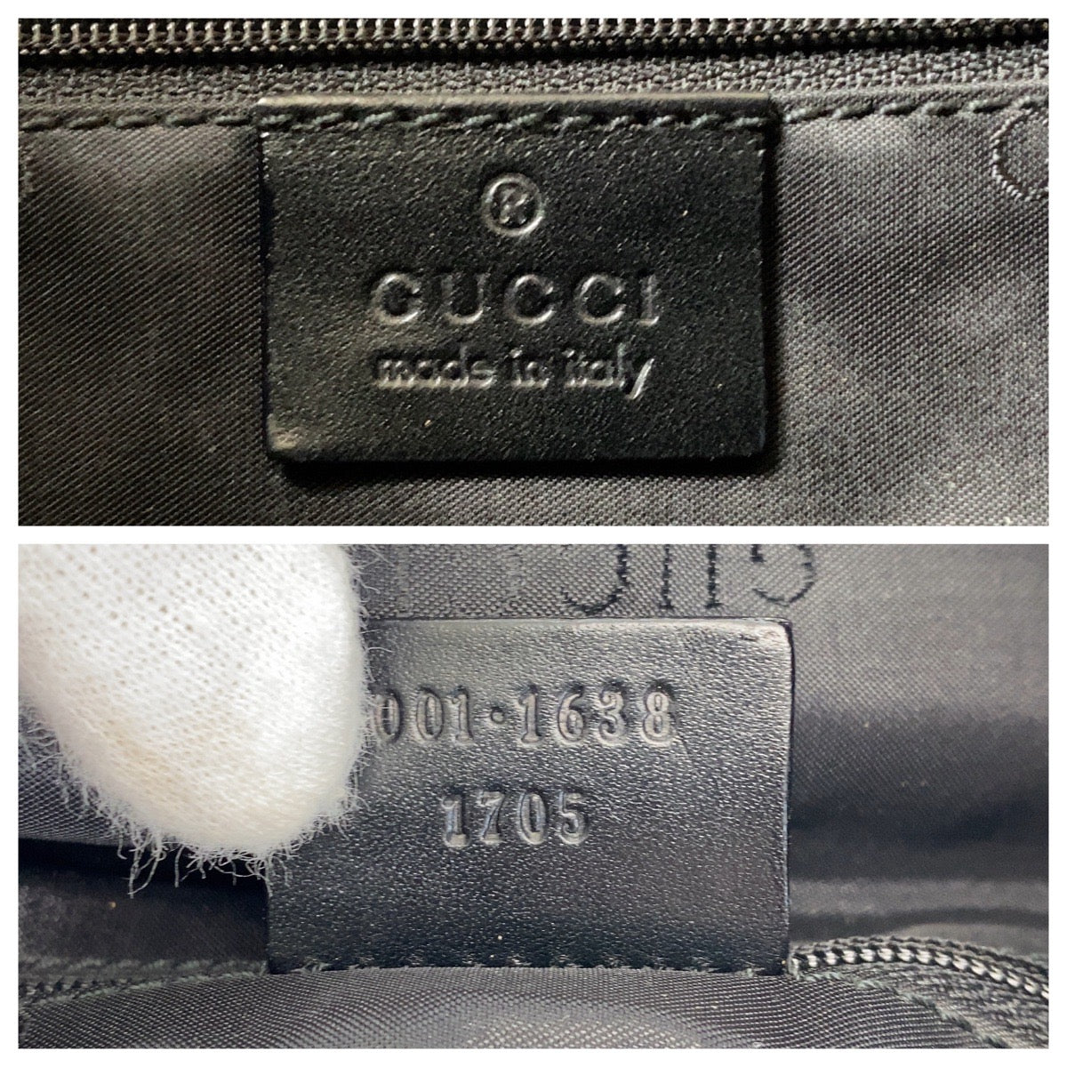 GUCCI Handbag 001 1638 Nylon, Bamboo black Handbag Bamboo Women Used