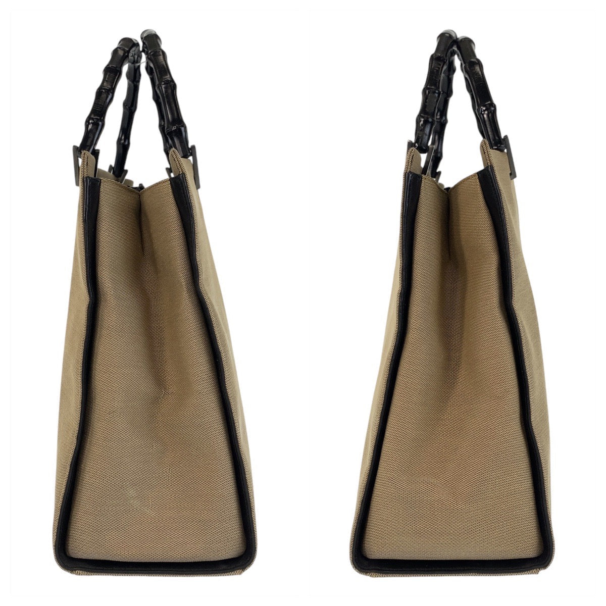 GUCCI Handbag 002 1010 Canvas, Bamboo beige Handbag Tote Bag Bamboo Women Used