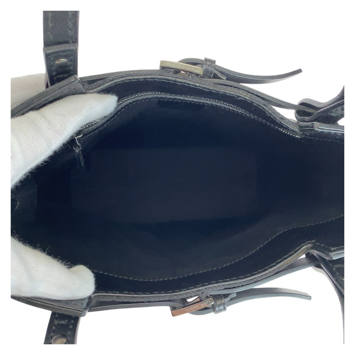 GUCCI Tote Bag 107757 GG canvas, leather Black Silver Metal Tote Bag Shoulder Bag Women Used