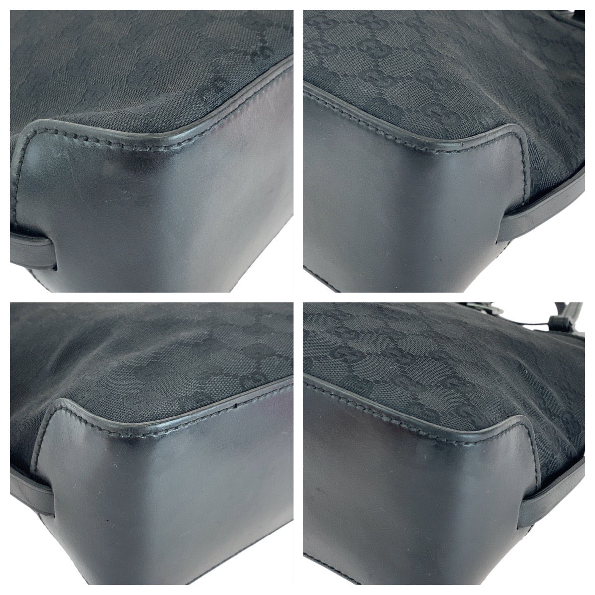 GUCCI Tote Bag 107757 GG canvas, leather Black Silver Metal Tote Bag Shoulder Bag Women Used