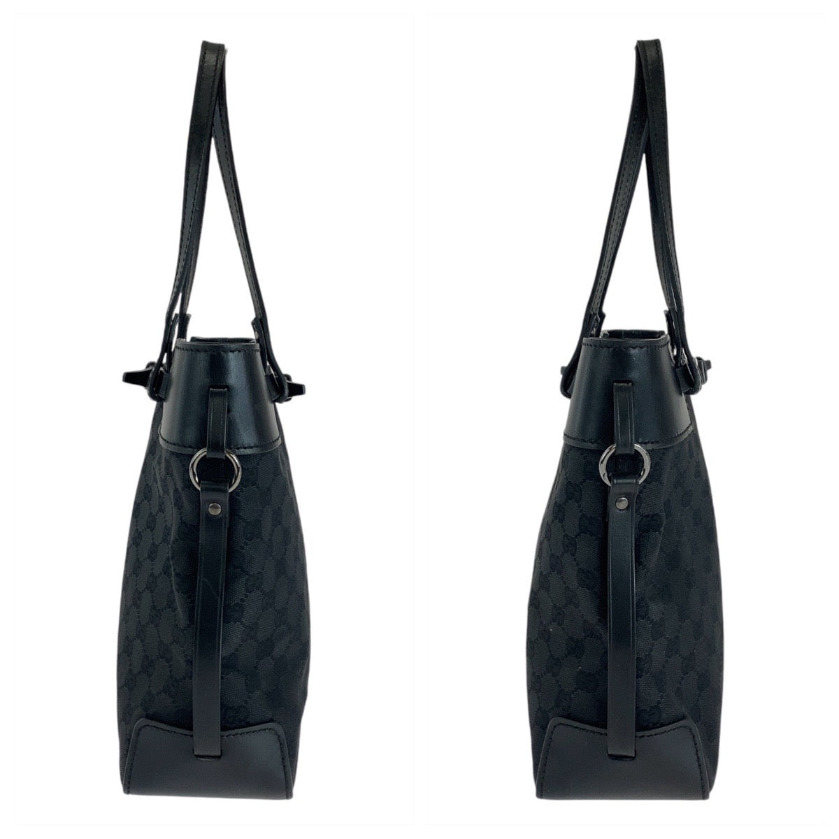 GUCCI Tote Bag 107757 GG canvas, leather Black Silver Metal Tote Bag Shoulder Bag Women Used