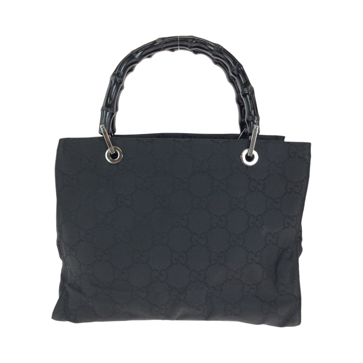 GUCCI Tote Bag 002 1015 GG canvas Black Silver Metal Tote Bag handbag Bamboo Women Used