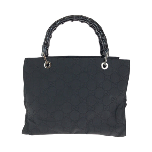 GUCCI Tote Bag 002 1015 GG canvas Black Silver Metal Tote Bag handbag Bamboo Women Used