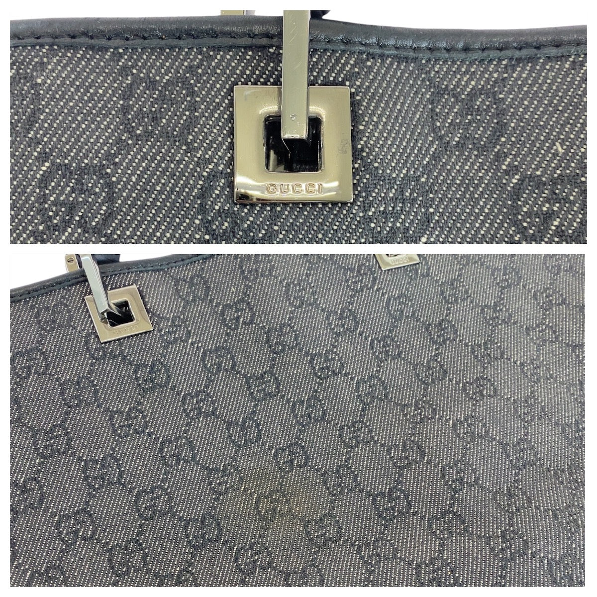 GUCCI Tote Bag 31243 GG canvas, leather BlackSilverMetal Tote Bag Shoulder Bag Women Used