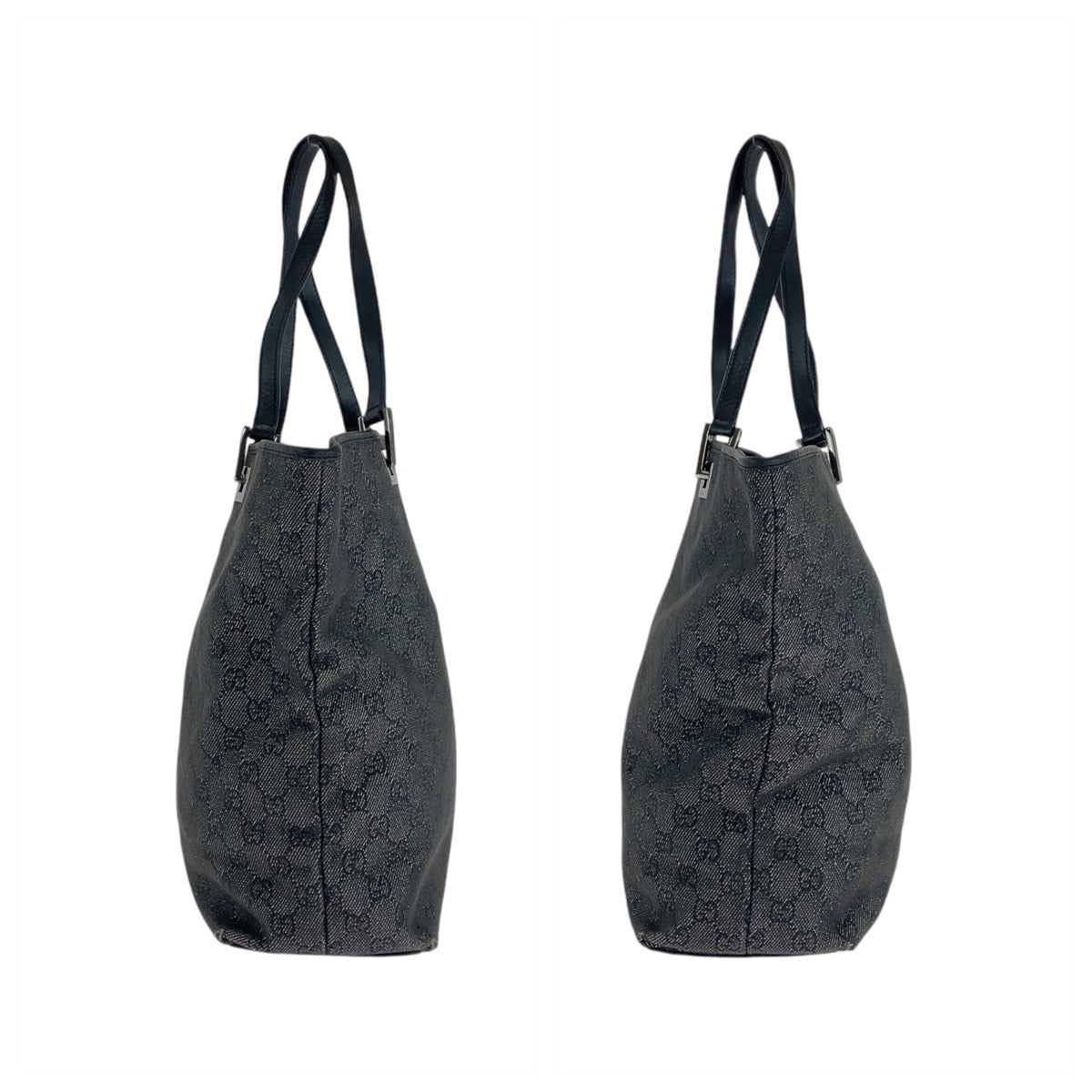 GUCCI Tote Bag 31243 GG canvas, leather BlackSilverMetal Tote Bag Shoulder Bag Women Used