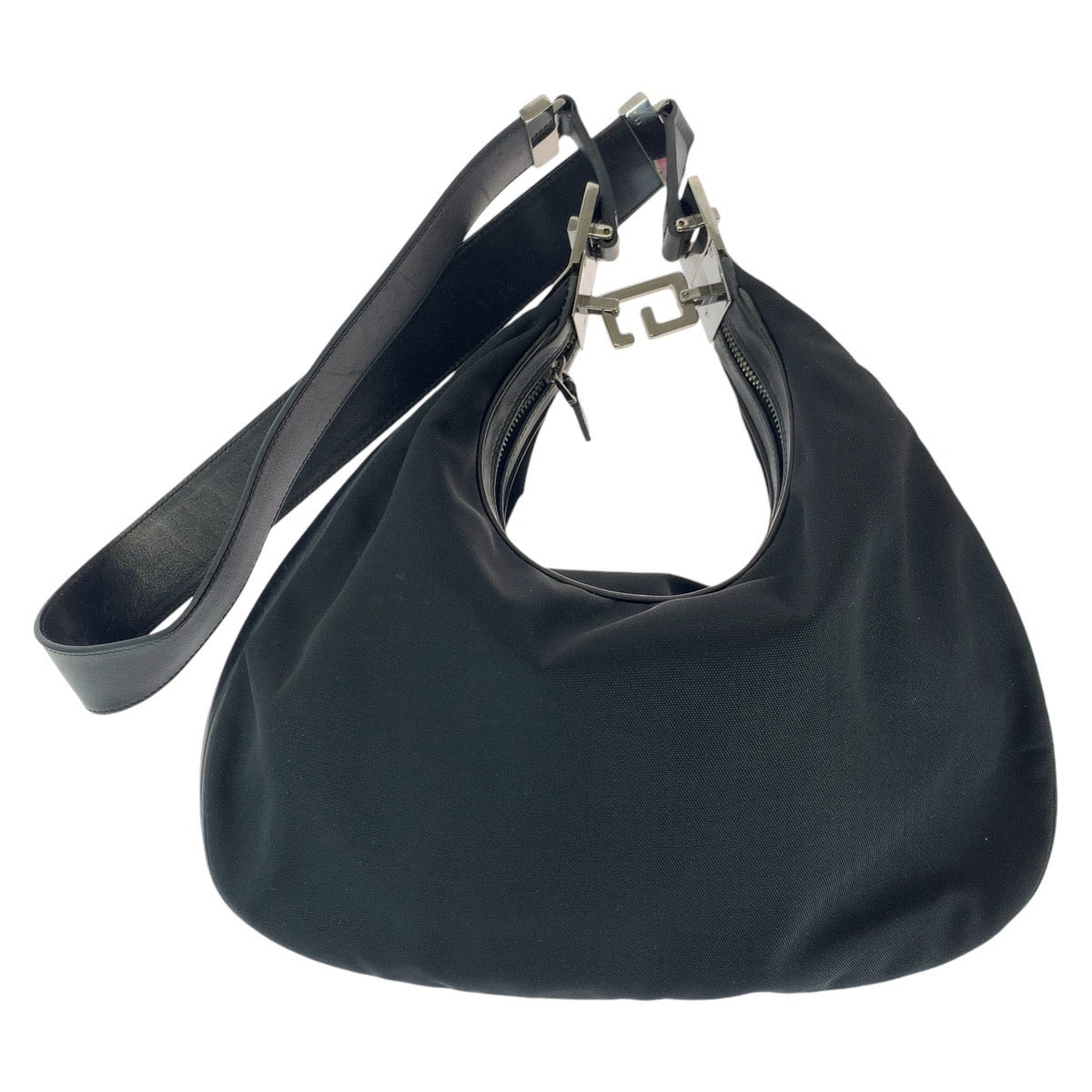 GUCCI Shoulder Bag 001 3315 Canvas, Leather BlackSilverMetal Shoulder Bag handbag Women Used