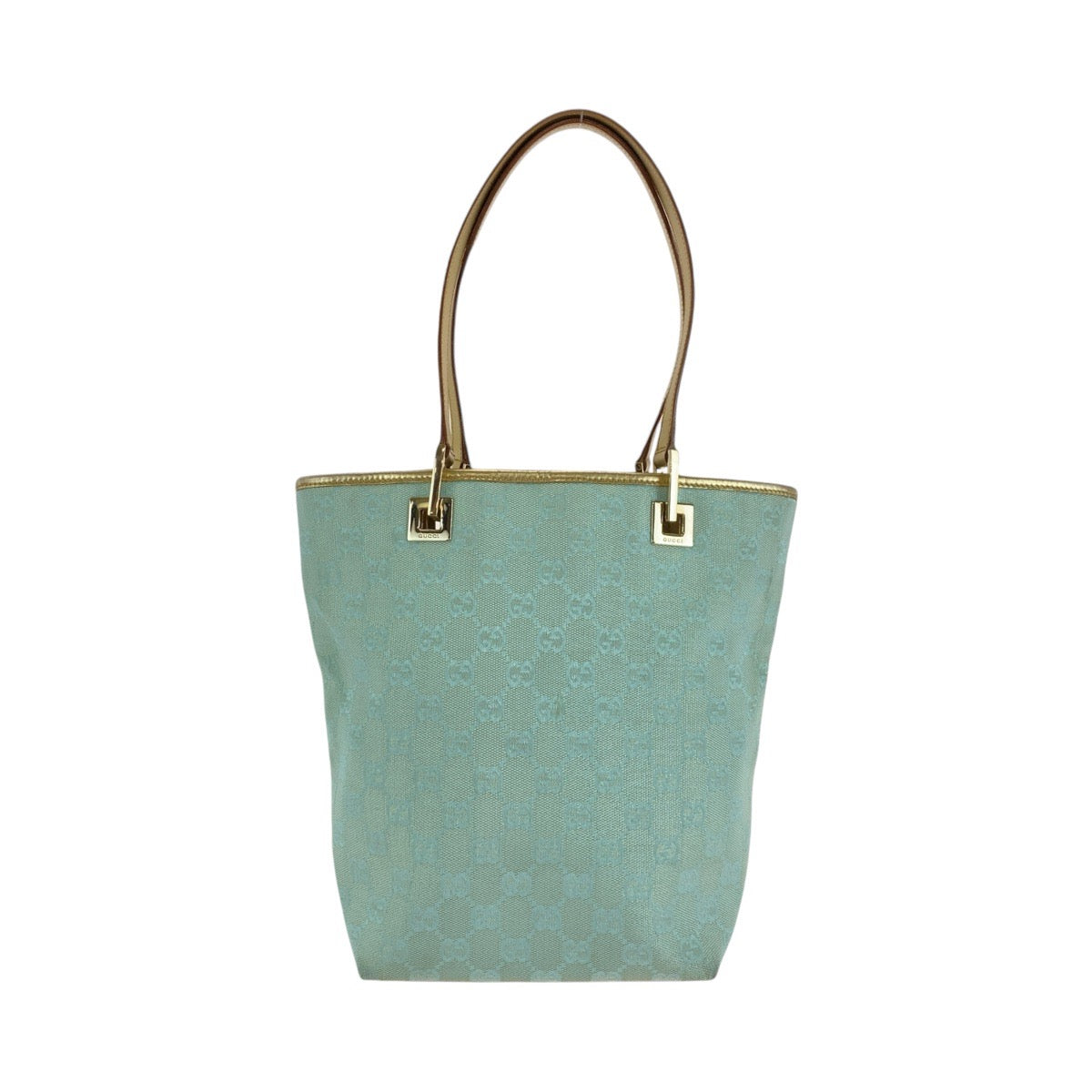 GUCCI Tote Bag 002 1099 GG canvas, leather Emerald Green Gold Metal Tote Bag handbag Women Used