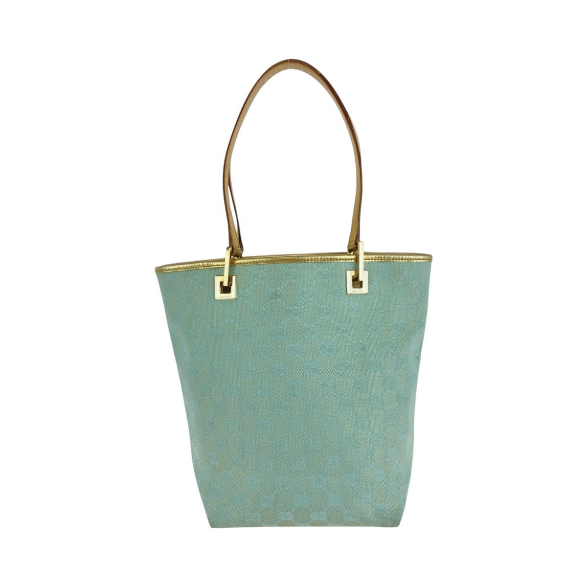 GUCCI Tote Bag 002 1099 GG canvas, leather Emerald Green Gold Metal Tote Bag handbag Women Used