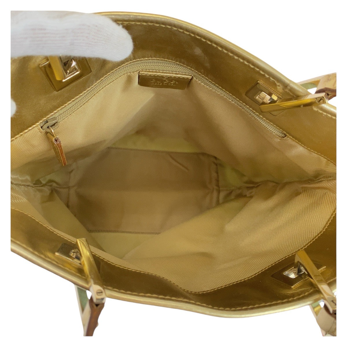 GUCCI Tote Bag 002 1099 GG canvas, leather Emerald Green Gold Metal Tote Bag handbag Women Used