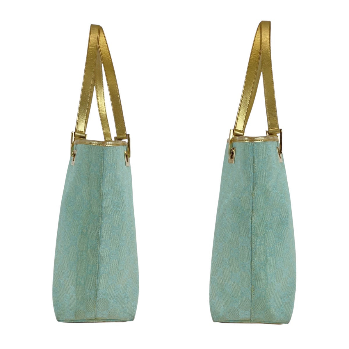 GUCCI Tote Bag 002 1099 GG canvas, leather Emerald Green Gold Metal Tote Bag handbag Women Used