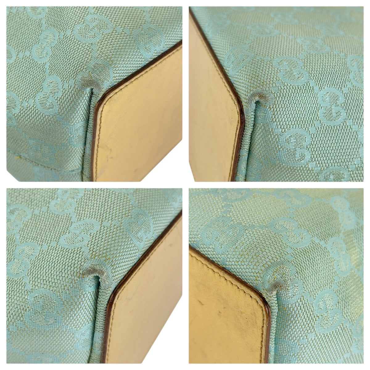 GUCCI Tote Bag 002 1099 GG canvas, leather Emerald Green Gold Metal Tote Bag handbag Women Used