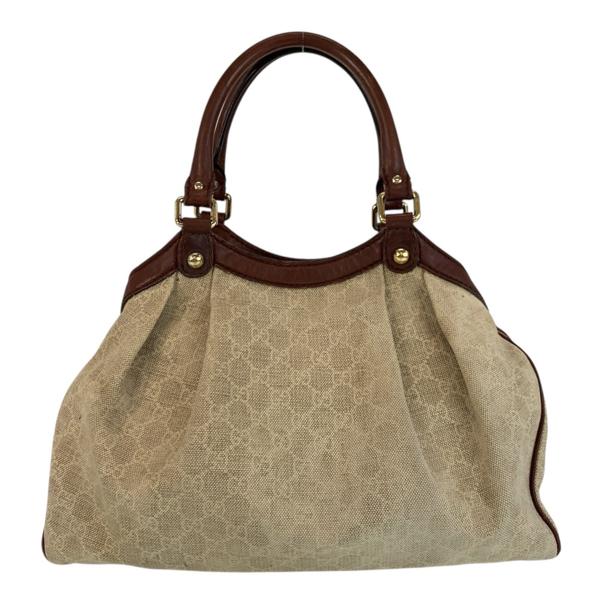 GUCCI Tote Bag 211944 GG canvas, leather Beige Brown Gold Metal Tote Bag Shoulder Bag Sukey Women Used