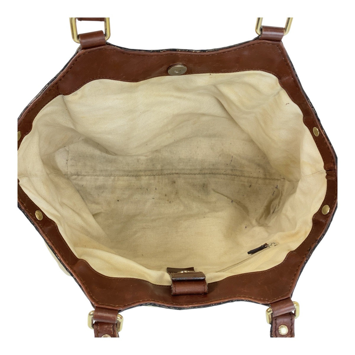 GUCCI Tote Bag 211944 GG canvas, leather Beige Brown Gold Metal Tote Bag Shoulder Bag Sukey Women Used