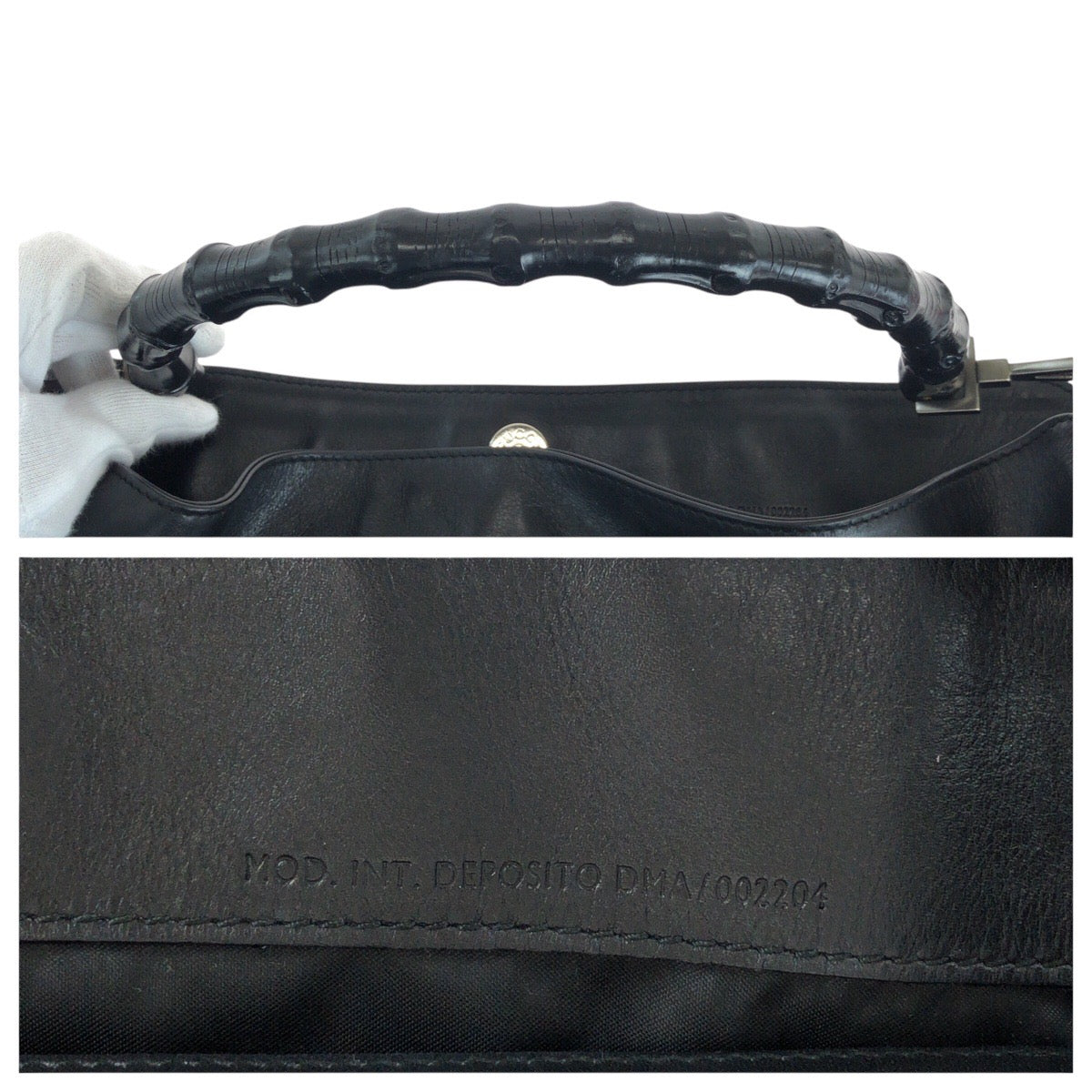 GUCCI Shoulder Bag 001 1577 leather BlackSilverMetal Shoulder Bag 2way Bamboo Women Used